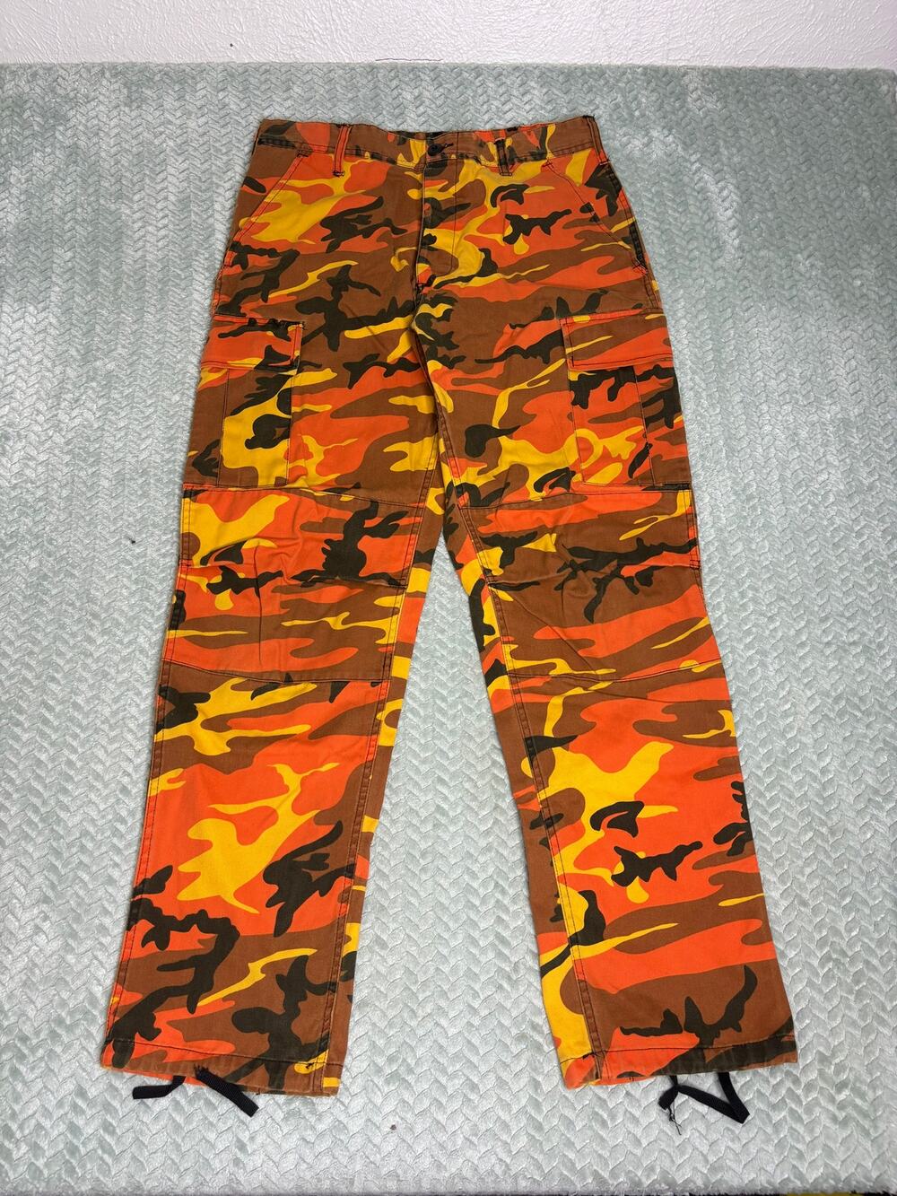 Vintage Orange Camo Cargo Pants Medium Y2K Military Style
